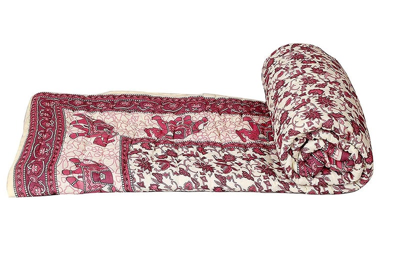 LOARSHY Pure Cotton Printed Abstract Sanganeri Quilt | Lightweight and Warm Jaipuri Rajasthani Single Bed Razai | Soft Razai for Winters |Gift Item - Image 1