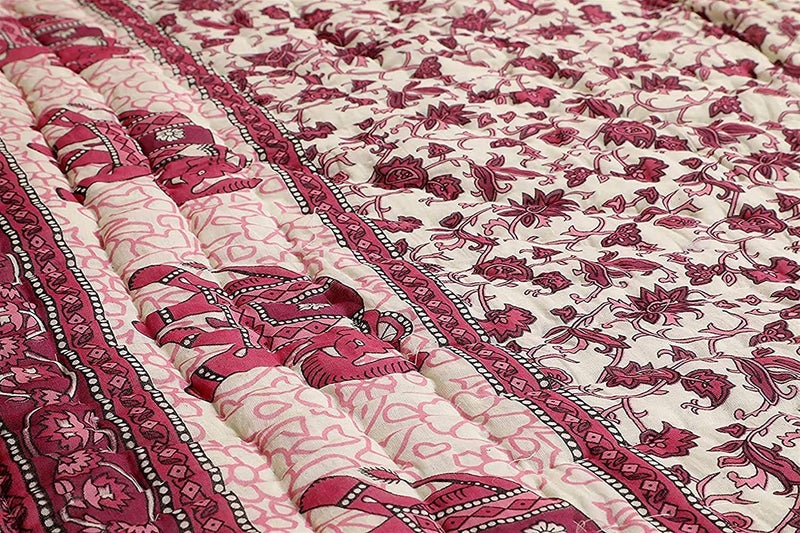 LOARSHY Pure Cotton Printed Abstract Sanganeri Quilt | Lightweight and Warm Jaipuri Rajasthani Single Bed Razai | Soft Razai for Winters |Gift Item - Image 3