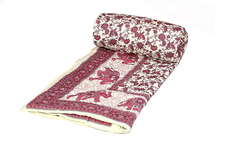 LOARSHY Pure Cotton Printed Abstract Sanganeri Quilt | Lightweight and Warm Jaipuri Rajasthani Single Bed Razai | Soft Razai for Winters |Gift Item - Image 2