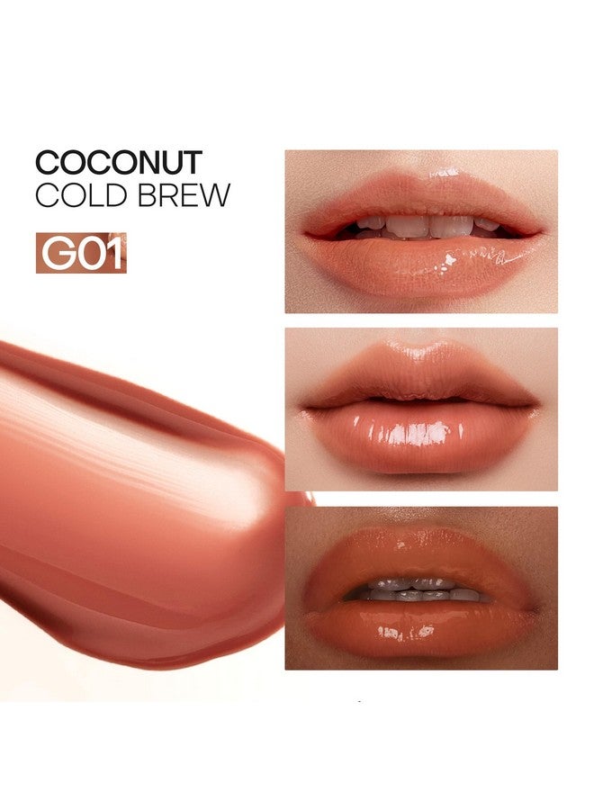 Mistine Lip Gloss Thai Latte Long Lasting Lip Glaze Non-Sticky Lip Tint Gloss With 1% Peptide Glossy Finish G01 Coconut Cold Brew 0.1Fl Oz 1 Count - Image 3