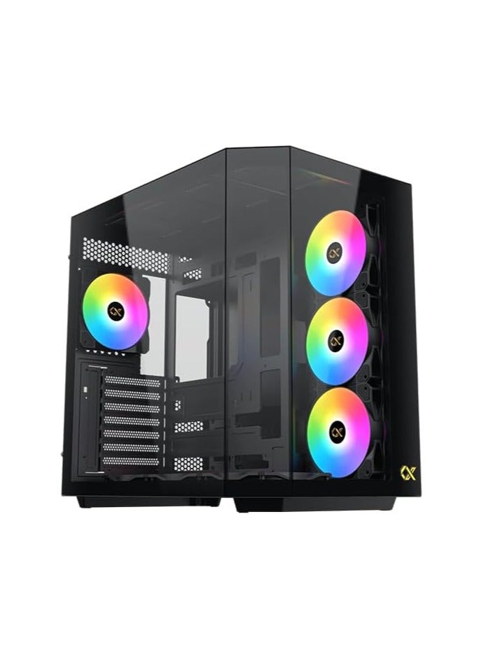 Xigmatek Cubi II Gaming Case with 7 ARGB Lights,USB-C x1,USB 3.0 Ports x2, HDD/SSD Slots | Black - Image 1