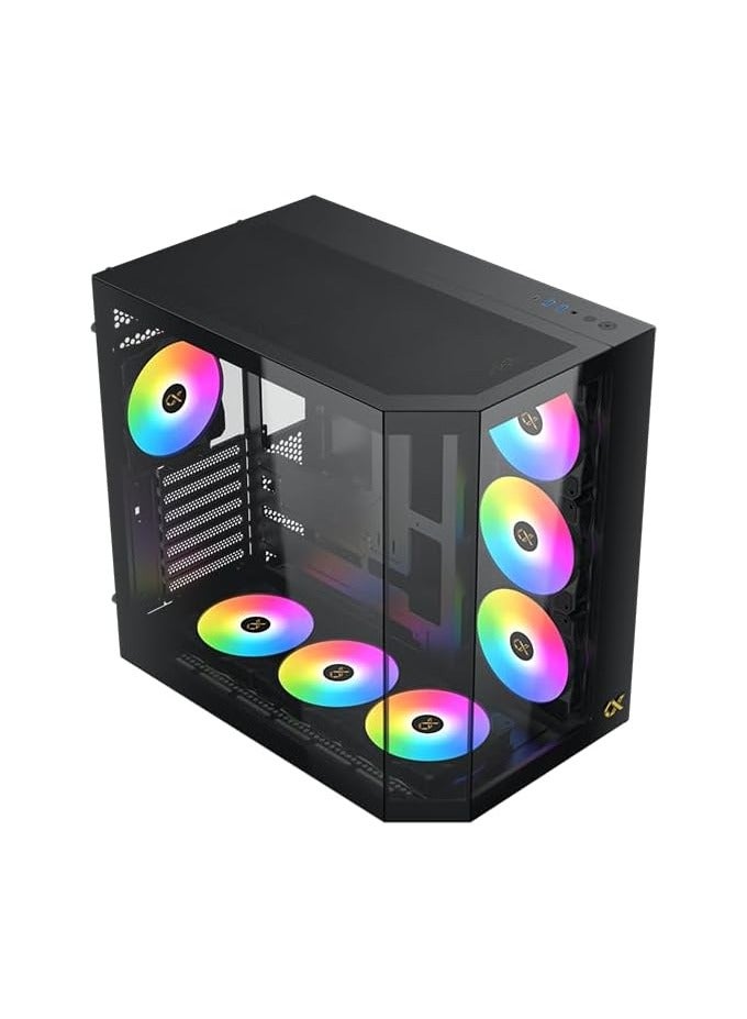 Xigmatek Cubi II Gaming Case with 7 ARGB Lights,USB-C x1,USB 3.0 Ports x2, HDD/SSD Slots | Black - Image 2