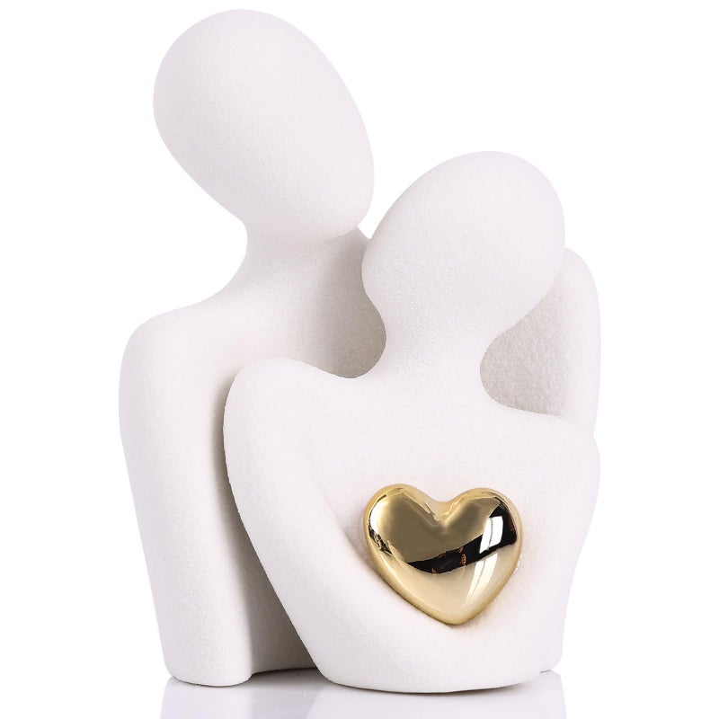 oliruim Mini Couple Statue Ceramic Romantic Couple in Love Figurines for Decor Bedroom TV Cabinet Wedding Valentines Gift Small Knick Knacks for Home Decor Shelve 315 White - Image 2