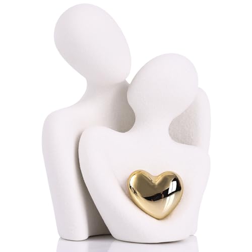 oliruim Mini Couple Statue Ceramic Romantic Couple in Love Figurines for Decor Bedroom TV Cabinet Wedding Valentines Gift Small Knick Knacks for Home Decor Shelve 315 White - Image 1