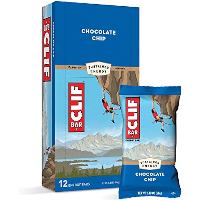 CLIF BARS - Energy Bars - Chocolate Chip - Made with Organic Oats - Plant Based Food - Vegetarian - Kosher (2.4 Ounce Protein Bars, 12 Count) Packaging May Vary - Image 1
