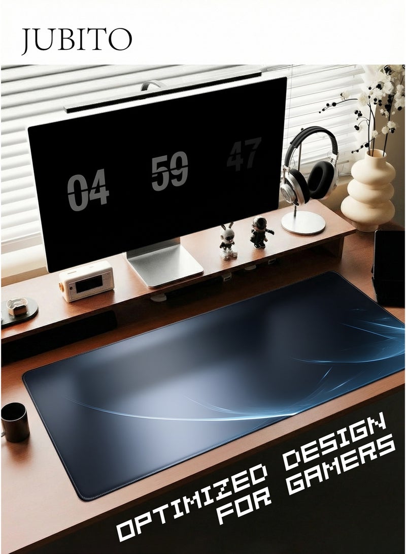 JUBITO mouse pad, large gaming mouse pad - 900x400x2mm, cushioned rubber base and seamed edges, high-end cyan-blue flowing texture pattern, keyboard mat and office desk mat - Image 2