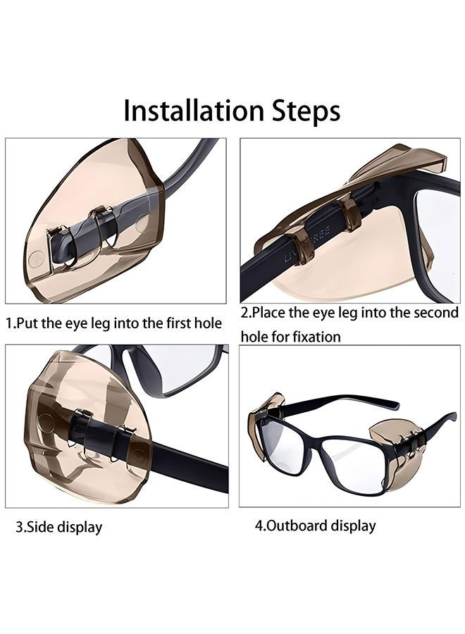 3 Pairs Safety Eyeglass Side Shields, Deep Brown Flexible Slip-on Glasses Wings Eye Protection for Medium Large Frames - Image 4