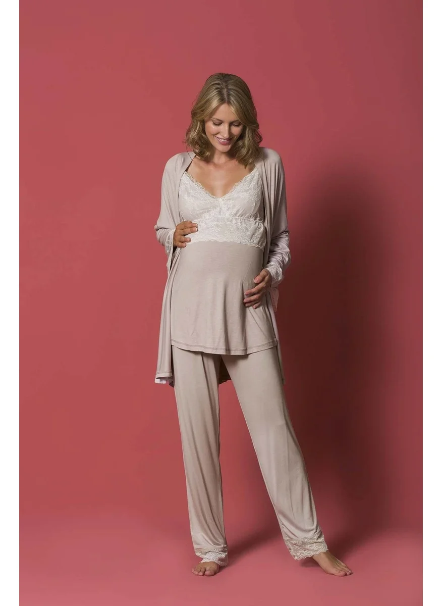 Monamise 18196 Pregnant Postpartum Pajamas Set - Mink