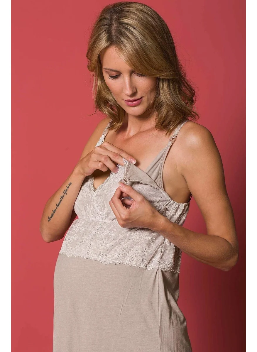 Monamise 18196 Pregnant Postpartum Pajamas Set - Mink