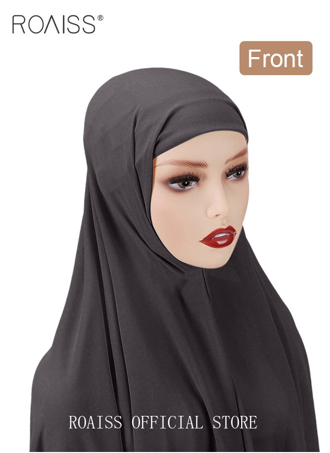 roaiss - 2 Piece Women Chiffon Hijab Set Muslim Casual Scarf Turban for Ladies Beading Decoration Versatile All Seasons Wearable Traditional Wear Hijab Ramadan and Eid Al Adha Gifts - Image 1