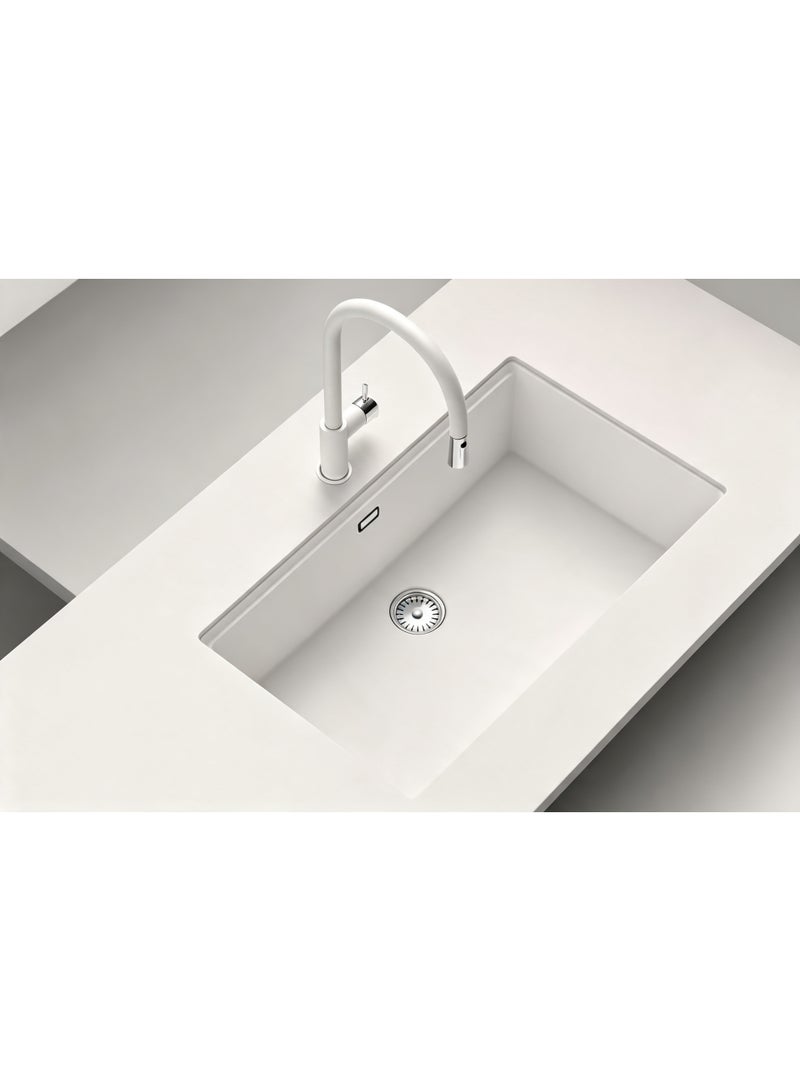 Elite ADL-7545G Off White Granite Kitchen Sink – Single Bowl Undermount Granite Composite Sink - Image 2