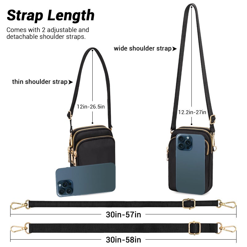 YINHEXI Small Crossbody Bags for Women, Mini Cell Phone Wallet Purse, Shoulder Bag for Women and Men (Black-1) - Image 5