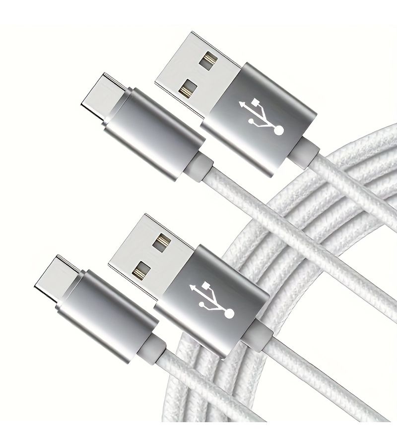 كابل بيانات USB C، عبوة من قطعتين، لون أزرق، طول 6.6 قدم، نايلون، شحن سريع، متوافق مع آيفون وسامسونج - Image 2