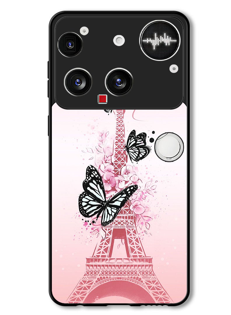 Theodor Case Compatible with Nothing Phone (3) 6.67 Inch Protection Shockproof Bumper Cover Black Butterflies - Image 1