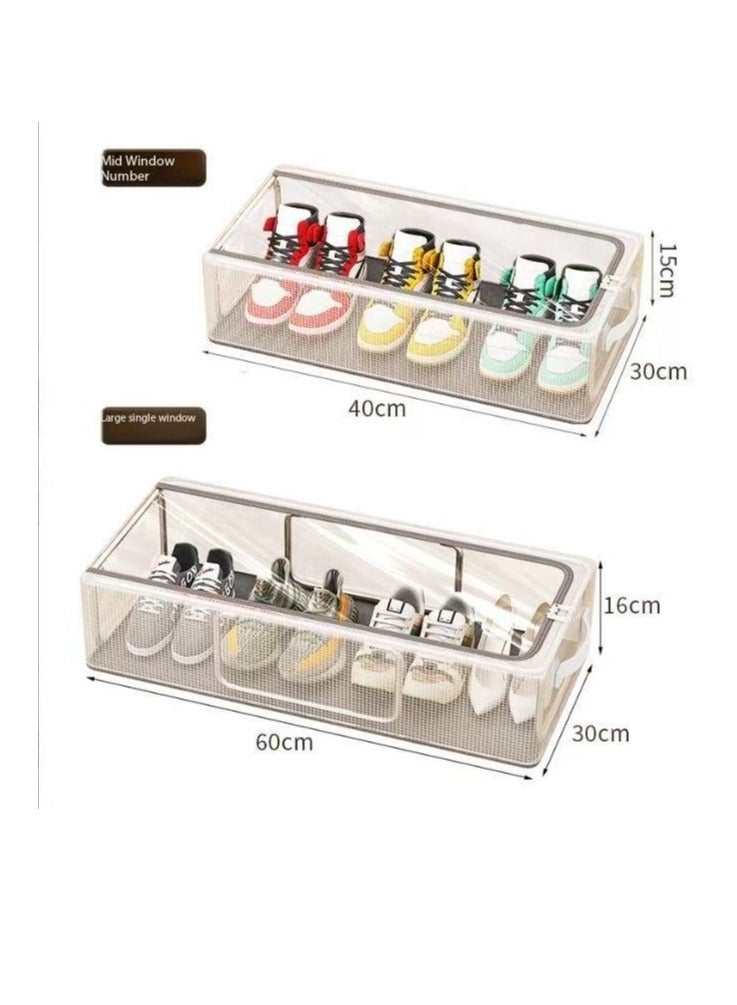  CityRiya-Long تصميم شفافة قابلة للطي مربع الأحذية مع شريط التسليح الإطار ، تخزين مربع الأحذية ، ودائم ، وتوفير مساحة ( م ) - Image 2