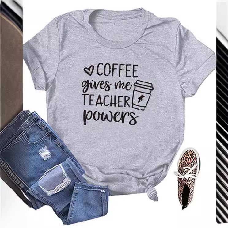 Foreign trade Independent Station Women's top Round Neck Letter Printed Short-sleeved t-shirt - Image 1
