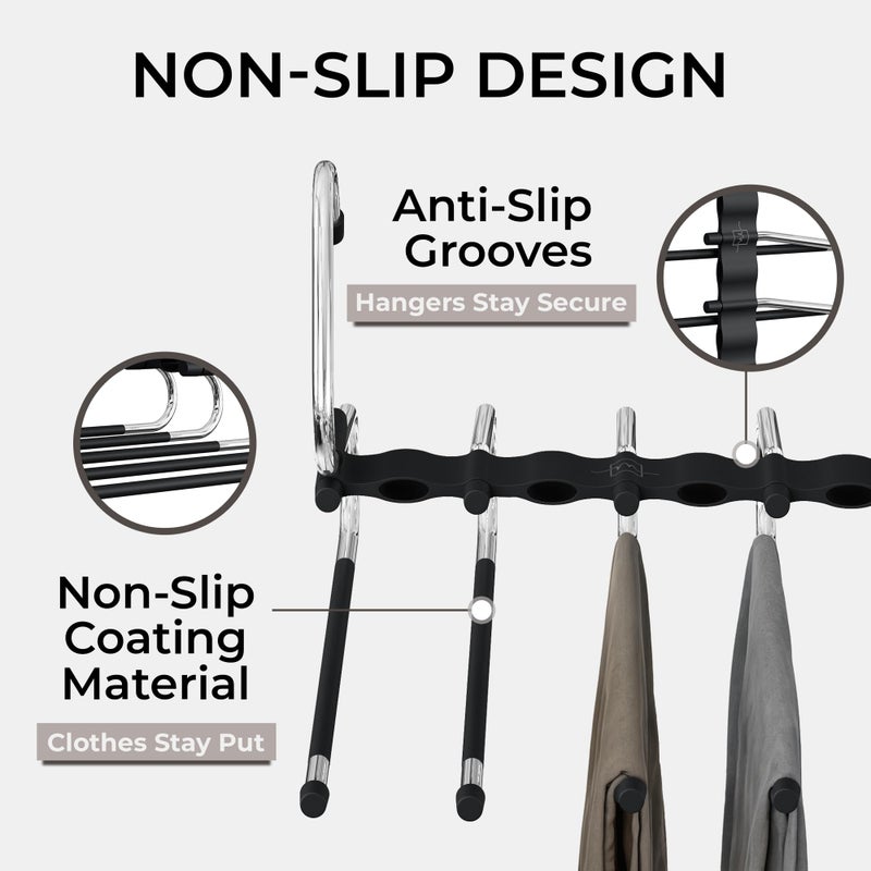MORALVE Pants Hangers Space Saving - 4 Pack - Non-Slip Multi-Layer Space Saving Hangers - Multifunctional Clothing Rack for Closet Storage - Ideal for Jeans, Trousers, Skirts, Scarves & Slacks (Black) - Image 5