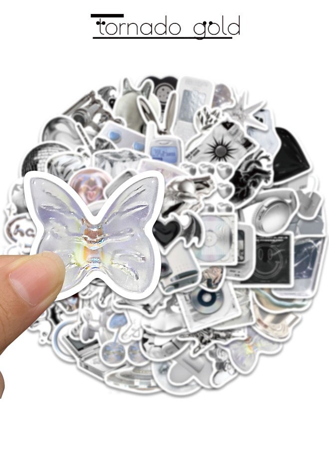 tornado gold 66 PCS Silver Trendy Cool Ins Style Stickers, Laptop Account Book Water Cup Ipad Mobile Phone Case Decoration Waterproof Stickers Graffiti Stickers  - Image 3