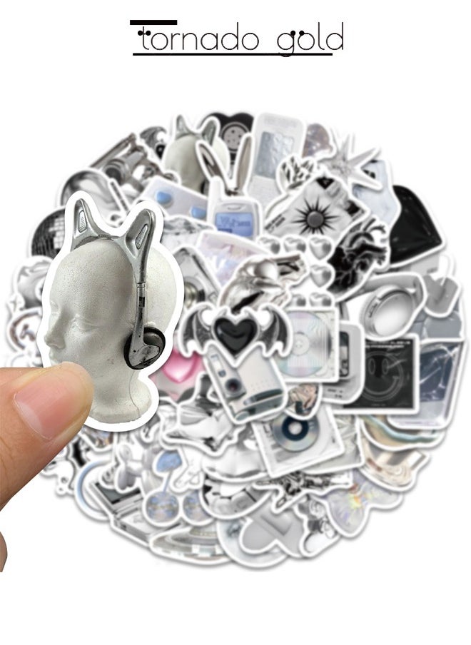 tornado gold 66 PCS Silver Trendy Cool Ins Style Stickers, Laptop Account Book Water Cup Ipad Mobile Phone Case Decoration Waterproof Stickers Graffiti Stickers  - Image 4
