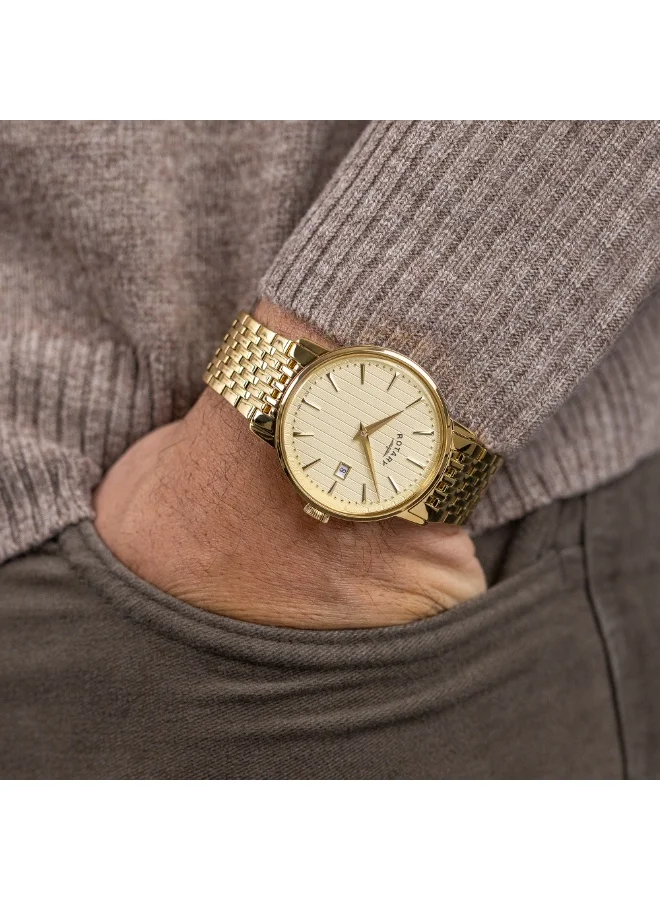 Rotary  Rotary Men's 1895 Gold Plated Stainless Steel Bracelet Watch for Men | Best Price UAE