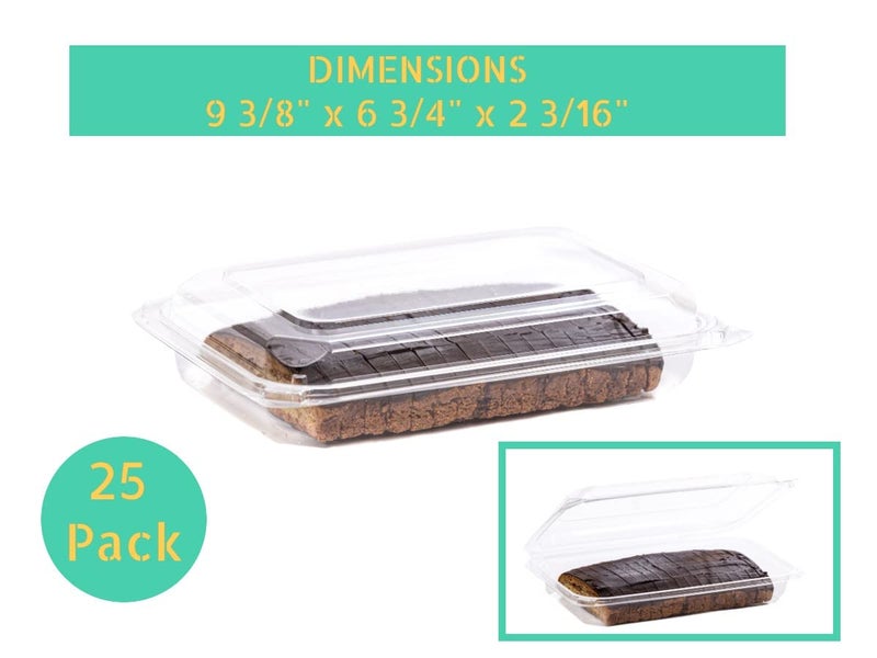 Smygoods Clear Plastic Disposable Container Flat Top, (Pack of 25-9 3/8 x 6 3/4 x 2 3/16) Sturdy Hinged Containers - Image 2
