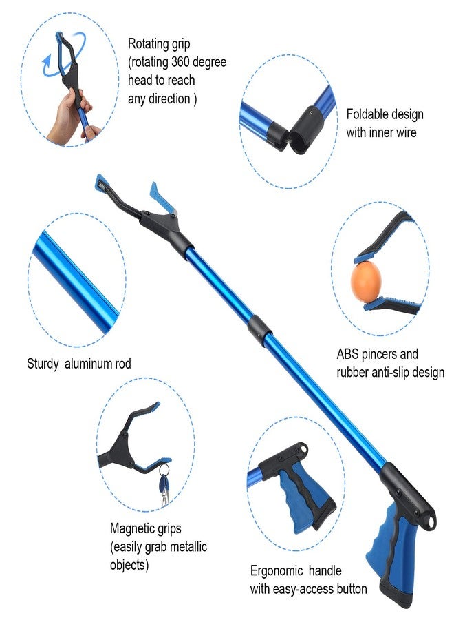 Patelai 32 Grabber Reacher Tool 2 Pack Foldable Reacher Grabber Pickup Tool with Rotating Jaw and Magnet Trash Picker Upper Extra Long Lightweight for Elderly Heavy Duty Handy Trash Claw - Image 3