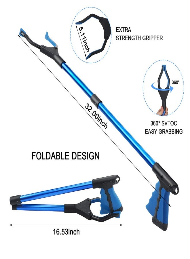 Patelai 32 Grabber Reacher Tool 2 Pack Foldable Reacher Grabber Pickup Tool with Rotating Jaw and Magnet Trash Picker Upper Extra Long Lightweight for Elderly Heavy Duty Handy Trash Claw - Image 2