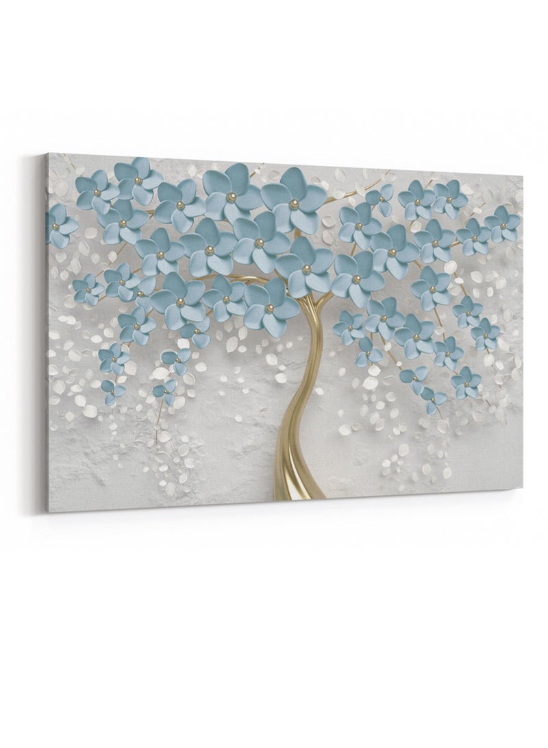 لوحة كانفاس على إطار خشبي بتصميم شجرة زرقاء - Image 4