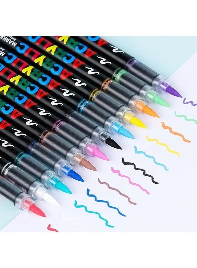 nookly 12 Colors Acrylic Paint Marker Set, Soft Tip Odorless Stackable Smooth Flow Drawing Pens for Students Artists - Image 2