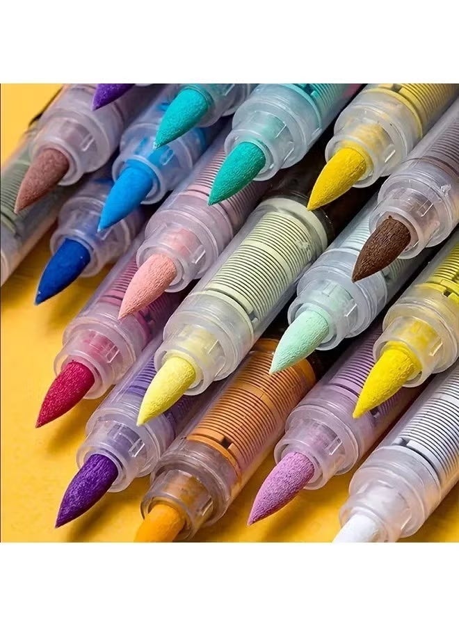nookly 12 Colors Acrylic Paint Marker Set, Soft Tip Odorless Stackable Smooth Flow Drawing Pens for Students Artists - Image 4