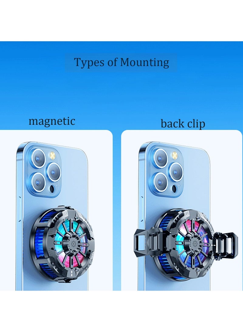Magnetic Cell Phone Cooler, Phone Cooling Fan with RGB Light and Temperature Display, Portable Lightweight Mobile Phone Cooling Fan, Phone Radiator for Mobile Gaming, Live Streaming - Image 3