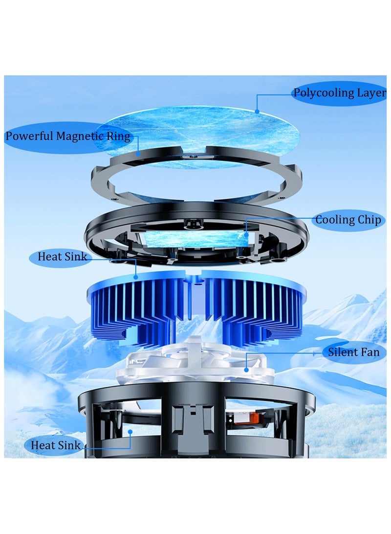 Magnetic Cell Phone Cooler, Phone Cooling Fan with RGB Light and Temperature Display, Portable Lightweight Mobile Phone Cooling Fan, Phone Radiator for Mobile Gaming, Live Streaming - Image 4