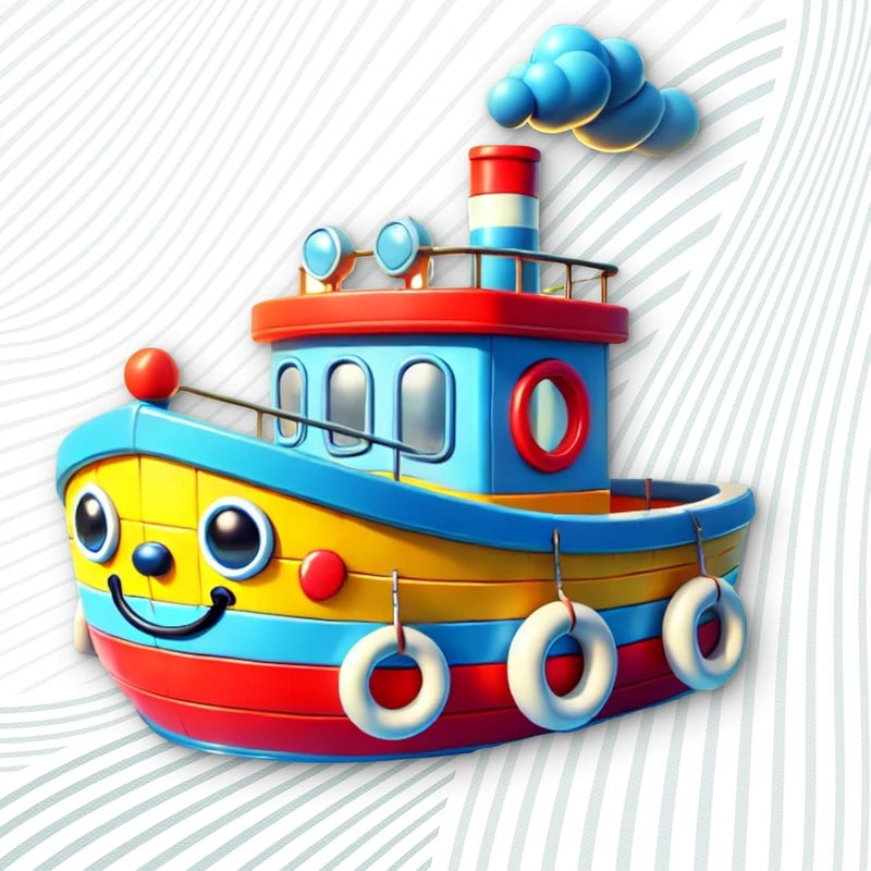 CLITHS Boat Kids Toy Wall Hanging MDF Cutouts 3D Illusion Cartoon Boat for Kids Room Decor, Playroom Wall Art, Gift for Boys, 12 Inch - Image 1