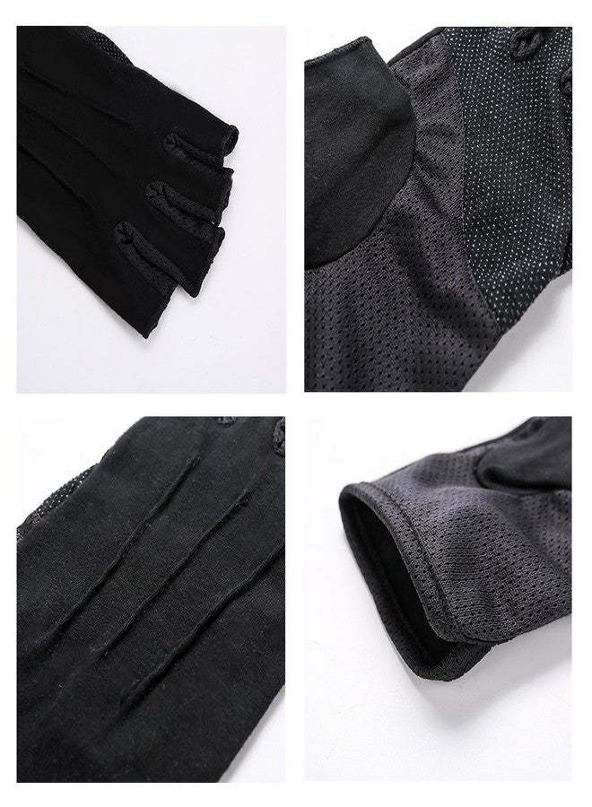 جيسن قفازات جيسن الرجالية الواقية من الشمس بدون أصابع، مصنوعة من القطن، توفر حماية من الأشعة فوق البنفسجية، قفازات قيادة من البوليستر، لون أسود - Image 4
