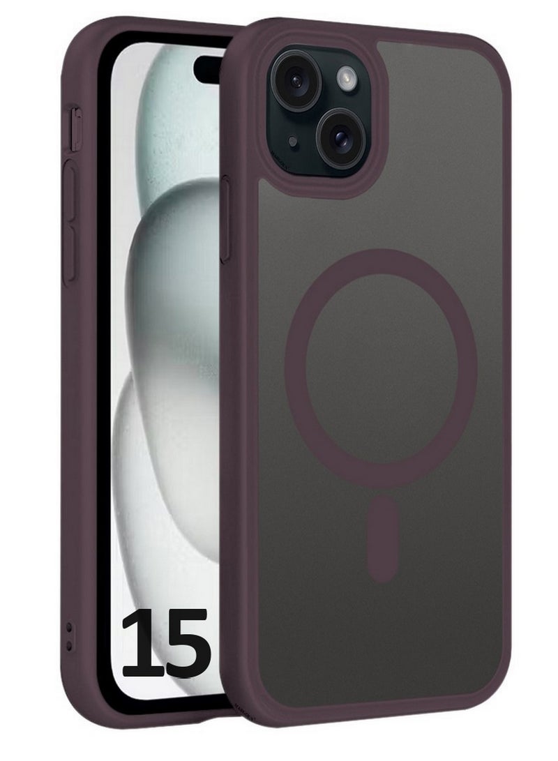 CATANES 2 Pieces Magnetic Slim Protective Case for iPhone 15 - with Wireless Charging Support with 3D Screen Protector - Marlot - Image 2