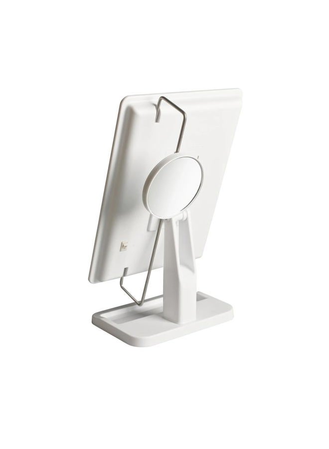 Jerdon 8-Inch by 11-Inch Lighted Vanity Mirror - Rectangular Tabletop Mirror in White with 10X Magnification Spot Mirror - Model JS811W - Image 5