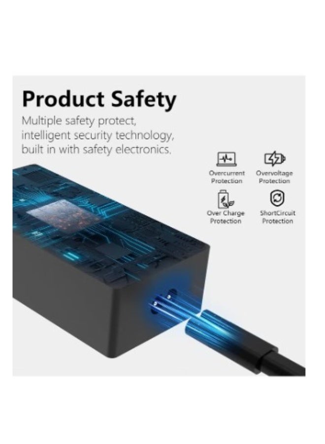 Terabyte 65W Surface Pro Laptop Charger for Microsoft Surface Pro 10, 9, 8, 7+, 7, 6, 5, 4, 3, X, Windows Surface Laptop 6, 5, 4, 3, 2, 1, Surface Go Tablet, Surface Book 3, 2, 1, Support 44W, 36W, LED, 10FT - Image 4