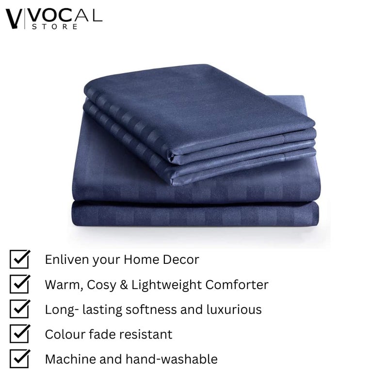 Vocal Store Microfiber 2-Piece Quilt/Duvet/Comforter Cover Set - Single Size (66x90-inch, Striped with Pillow Cover, Blue) - Image 2