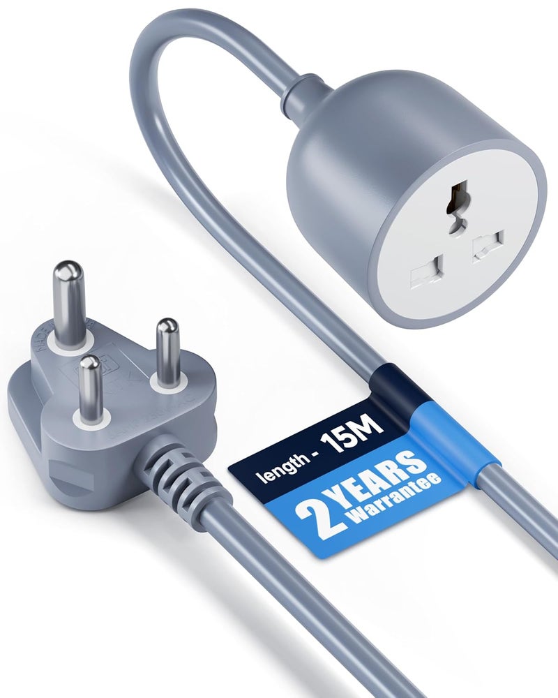 FEDUS سلك تمديد طاقة 15 متر 18AWG ثقيل من ذكر إلى أنثى 3 دبابيس للأجهزة الثقيلة، سلك طاقة داخلي خارجي 10 أمبير، موسع سلك الطاقة للأجهزة، الإلكترونيات وأدوات الطاقة - Image 1