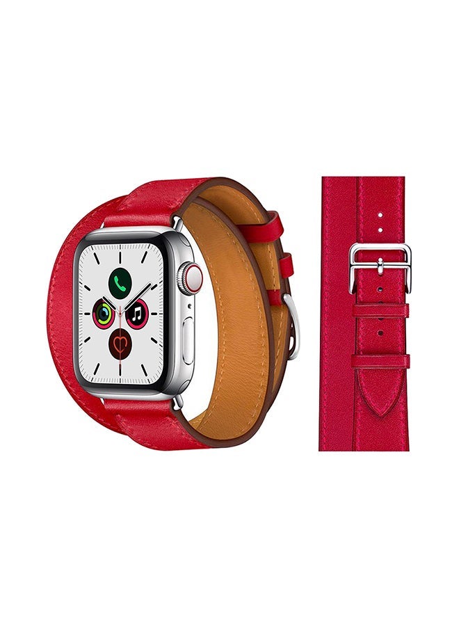 NIBEMINENT Double Tour Replacement Band For Apple Watch Series 5/4/3/2/1 Red