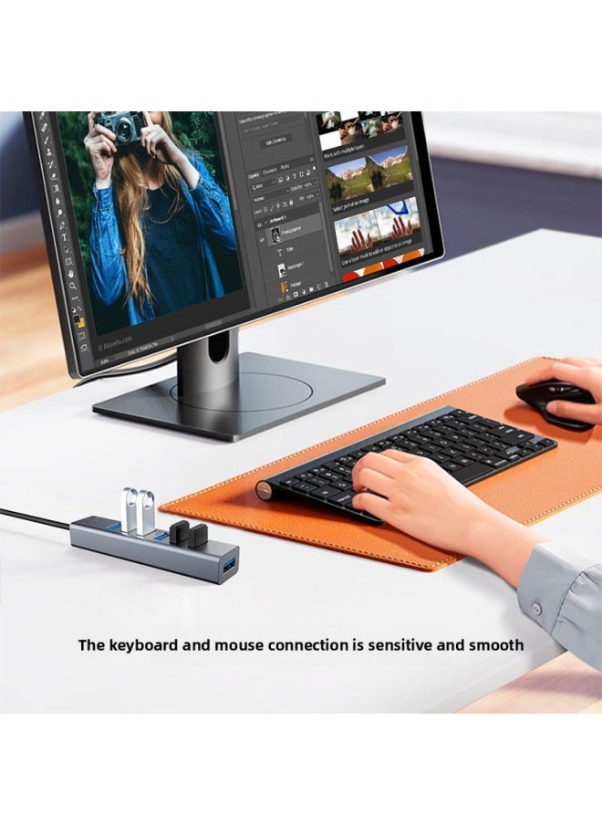Generic Aluminum Alloy Usb3.0 Distributor Hub Splitter Computer Hub One-to-four Extender Direct Sales-Number Of Interfaces:High-end Type-c [seven Ports] About 20cm  - Image 3