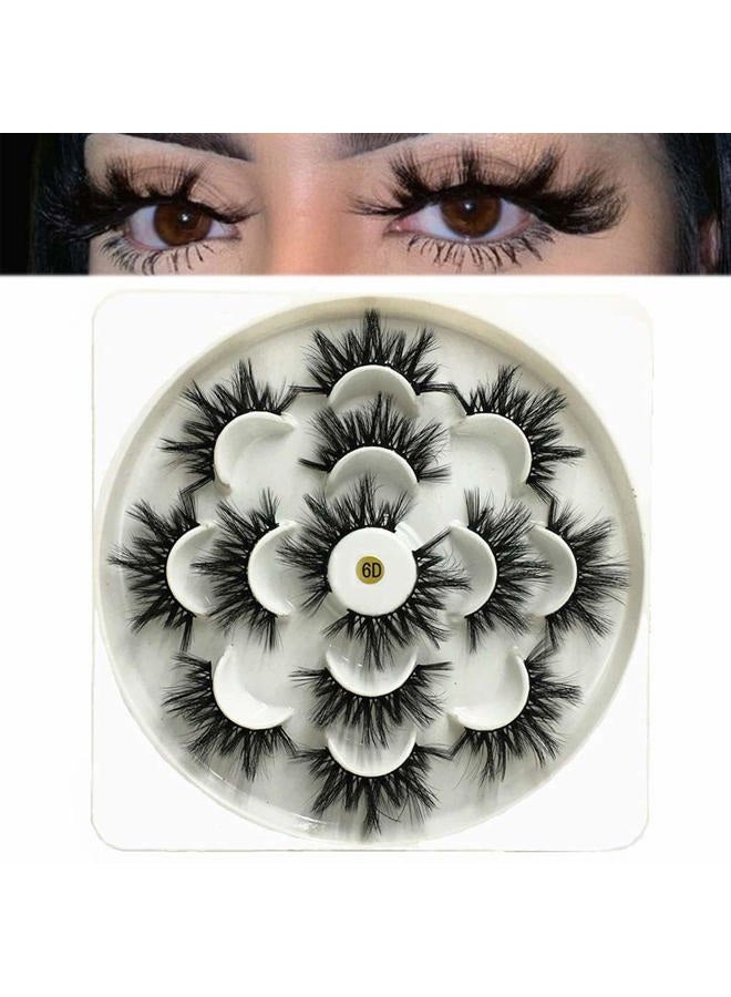 DAODER False Eyelashes Fluffy Faux Mink Lashes 3D Wispy Lashes 7 Pairs Pack Dramatic Long Thick Volume Fake Eye Lash Multipack - Image 4