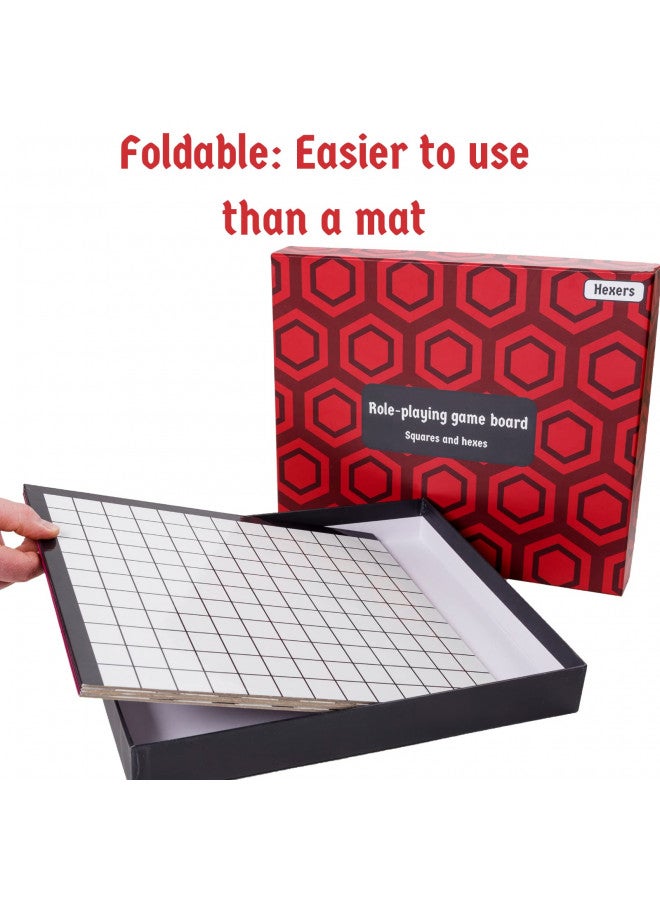 Hexers The Authentic Role-Playing Game Board by Hexers, Mat Alternative, Compatible with Dungeons and Dragons D&D DND Pathfinder RPG, 27x23 inches, 1 inch Square and Hexes Battle Grid, Foldable & Dry Erase  - Image 2