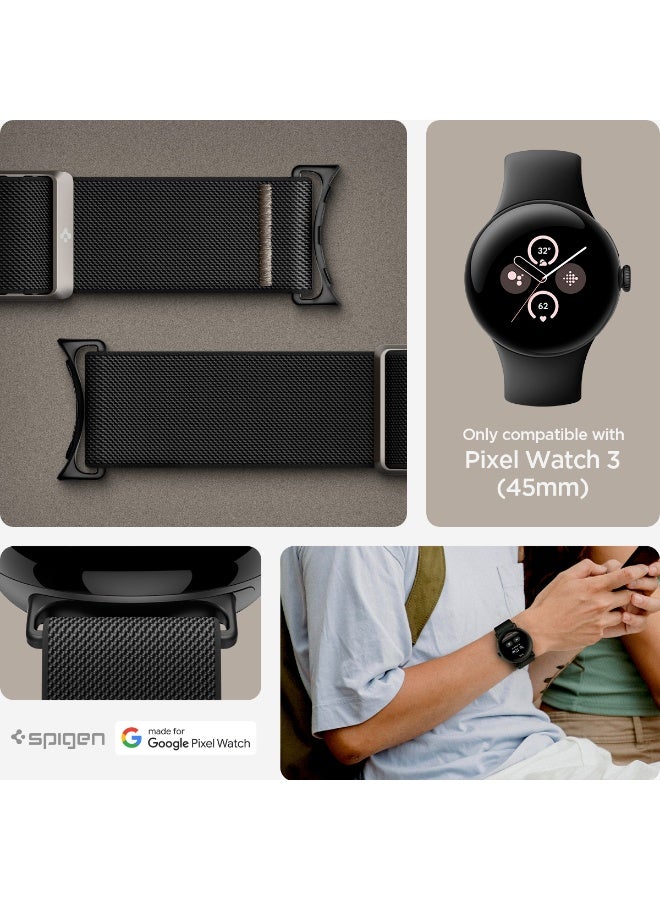 Spigen Lite Fit for Google Pixel Watch 4 / 3 (45mm) Nylon Solo Loop Band Strap - Black - Image 2