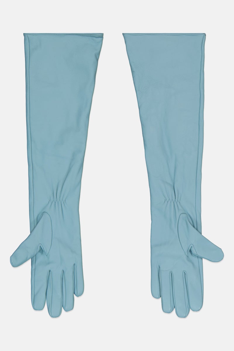 Reserved Women 1 Pair Leather Gloves, Light Blue - Image 1