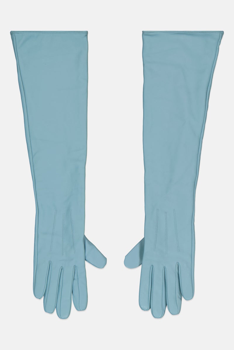 Reserved Women 1 Pair Leather Gloves, Light Blue - Image 2