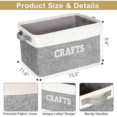 Lukeline Craft Storage Box for Organizing Decorative Craft Gifts Basket Collapsible Craft Storage Bin with Lid for Shelves Closet Books Memory Box Craft Supplies 155Lx116Wx94H - Image 3