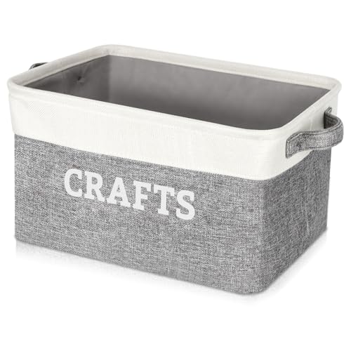 Lukeline Craft Storage Box for Organizing Decorative Craft Gifts Basket Collapsible Craft Storage Bin with Lid for Shelves Closet Books Memory Box Craft Supplies 155Lx116Wx94H - Image 1