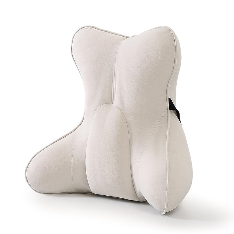 Ailuteie Lumbar Support Pillow - Multi-Functional Ergonomic Back Cushion for Office Chair, Car Seat & Sofa, Reading Pillow with Firm Multi-Zone Support to Relieve Lower Back Pain,Misty White - Image 1