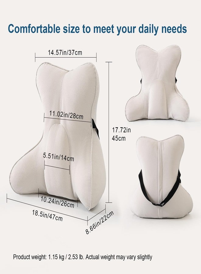 Ailuteie Lumbar Support Pillow - Multi-Functional Ergonomic Back Cushion for Office Chair, Car Seat & Sofa, Reading Pillow with Firm Multi-Zone Support to Relieve Lower Back Pain,Misty White - Image 2